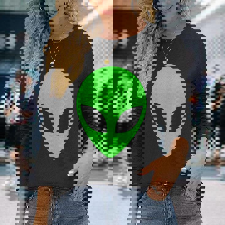 グリーンエイリアンヘッドアパレル 90年代スタイル ファニー エイリアン 長袖Tシャツ 彼女への贈り物