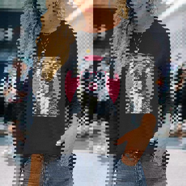 コアラ愛好家のためのサングラスバブルガム付きコアラ 長袖Tシャツ 彼女への贈り物