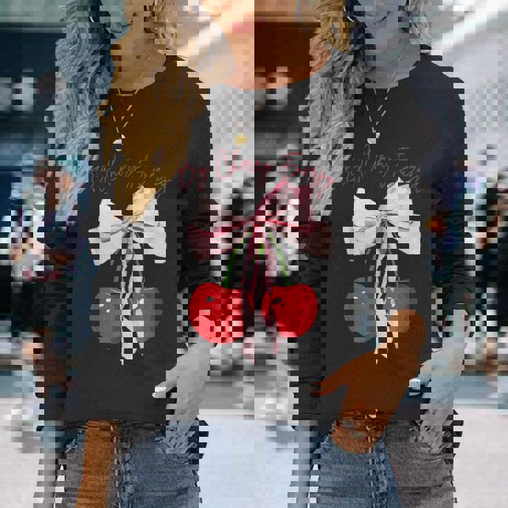 コケット さくらんぼのリボン ビッグチェリー エネルギー キュート コケット 長袖Tシャツ 彼女への贈り物