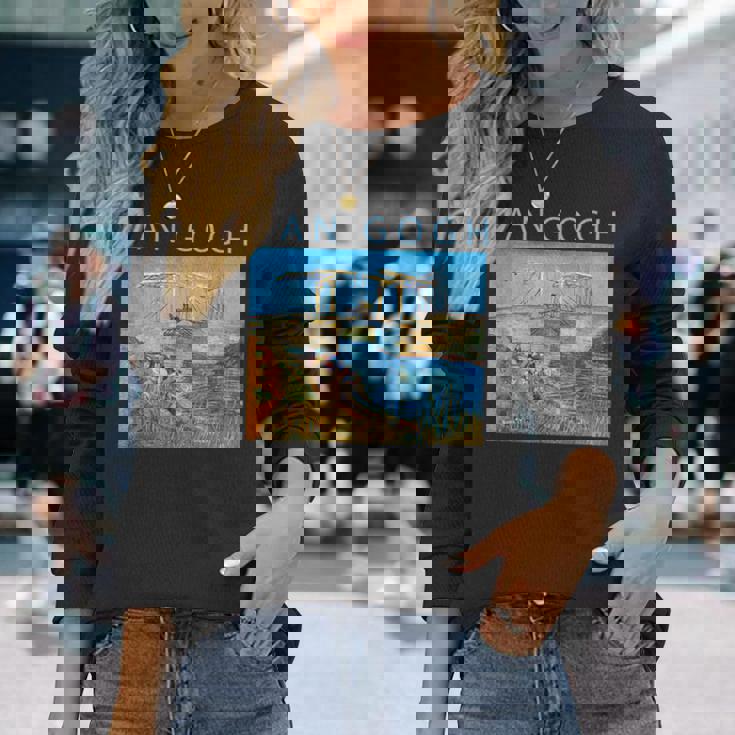 ゴッホ 面白いtシャツ アート アルルの跳ね橋 印象派 絵画 メンズ レディース 面白い 服 美術 油彩画 長袖Tシャツ 彼女への贈り物