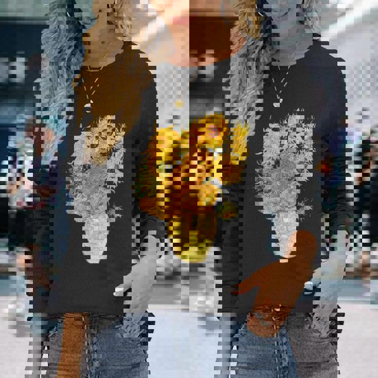 ゴッホのひまわりの現代美術の絵画 長袖Tシャツ 彼女への贈り物