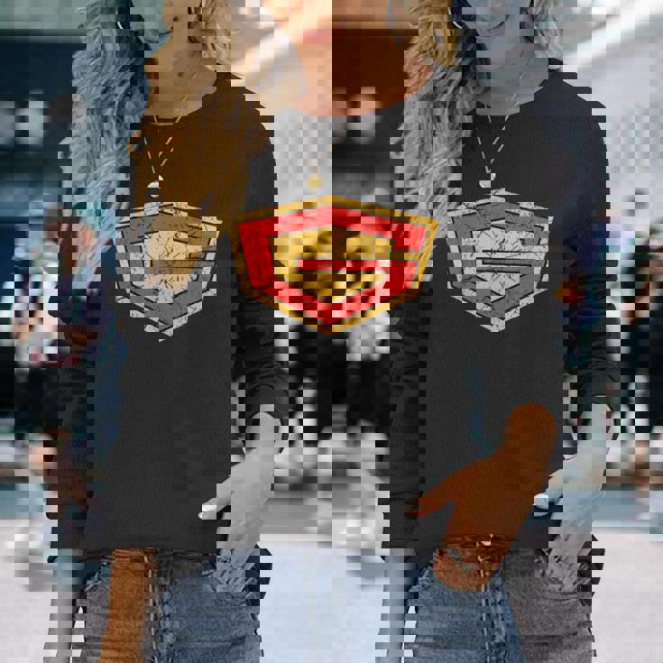 サイエンス忍者チーム ガッチャマン ビンテージアニメーションシリーズロゴ 長袖Tシャツ 彼女への贈り物