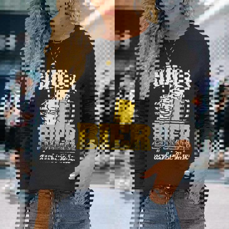 サウナとビールサウナ ウェルネスサウナ 長袖Tシャツ 彼女への贈り物