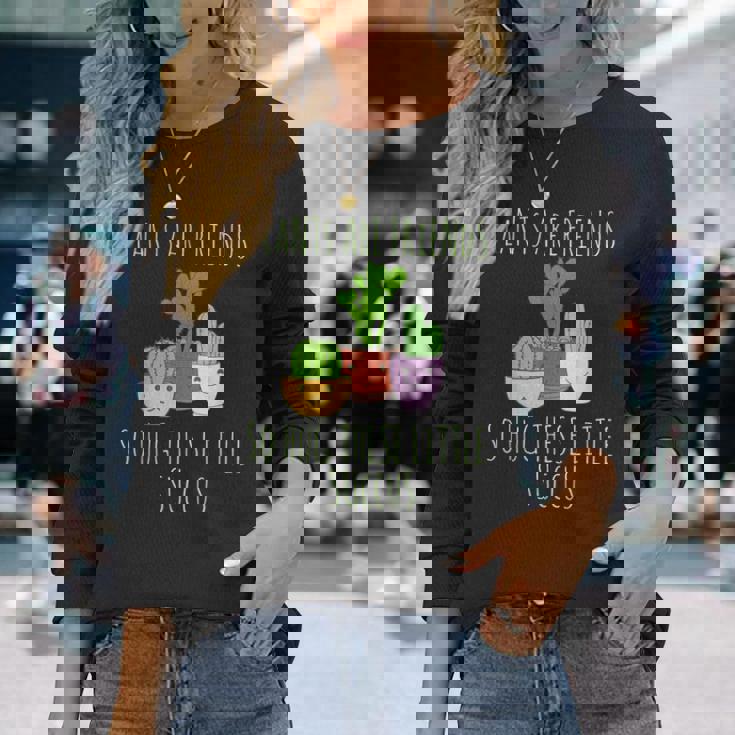 サボテン植物 面白いことわざデザイン サボテン ギフトアイデア 長袖Tシャツ 彼女への贈り物