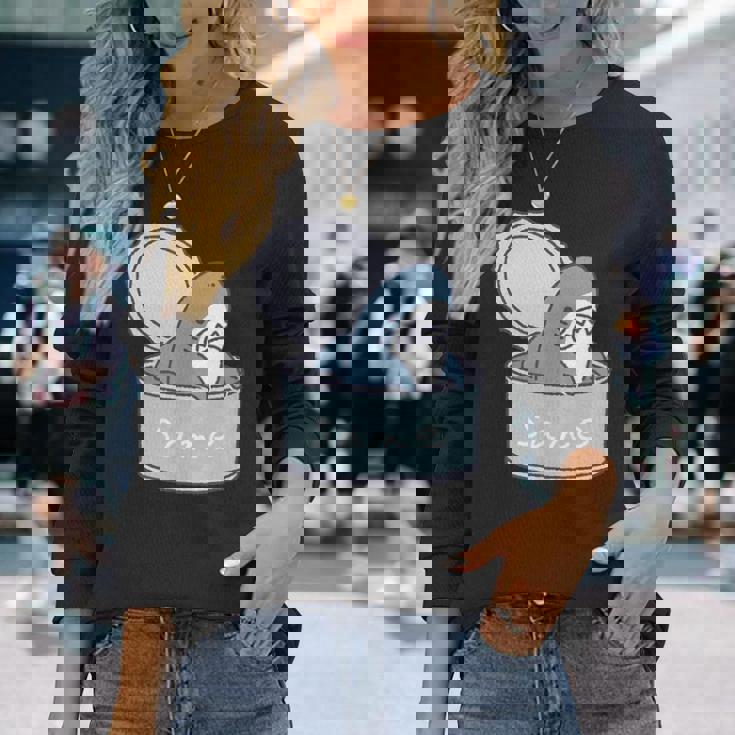 サメの缶詰め 長袖Tシャツ 彼女への贈り物