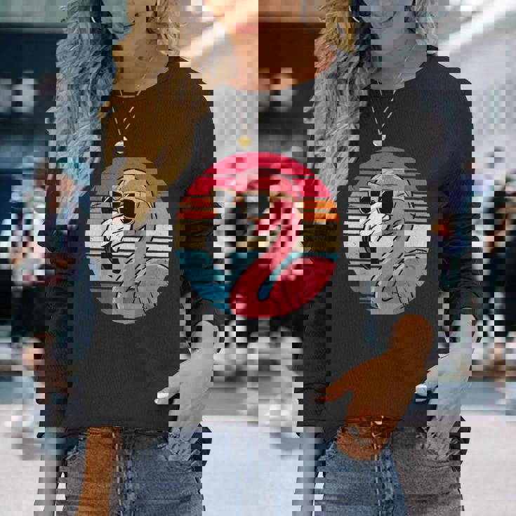 サングラス ヴィンテージ フラミンゴ 70年代 80年代 90年代 面白い フラミンゴ 長袖Tシャツ 彼女への贈り物