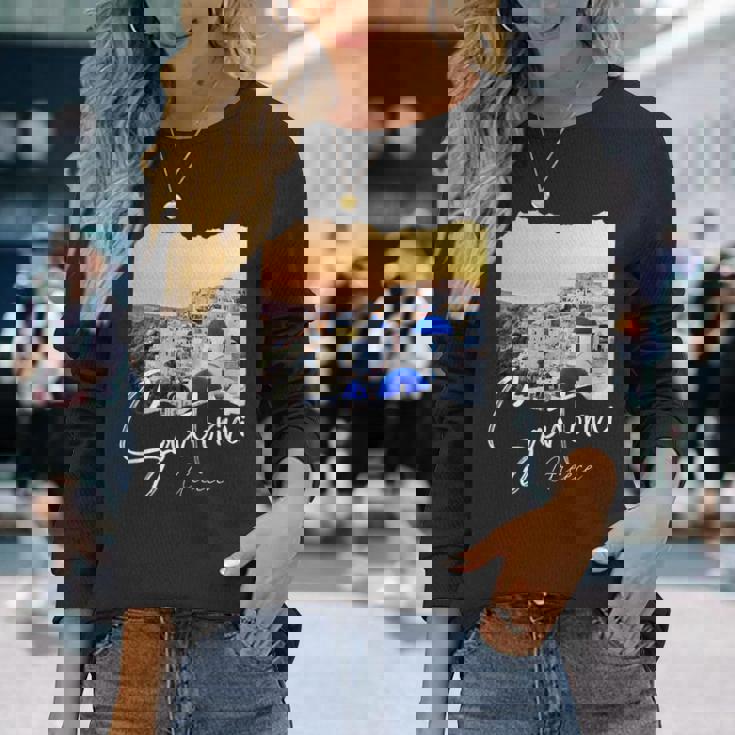 サントリーニ ギリシャ絵画 サントリーニ 長袖Tシャツ 彼女への贈り物