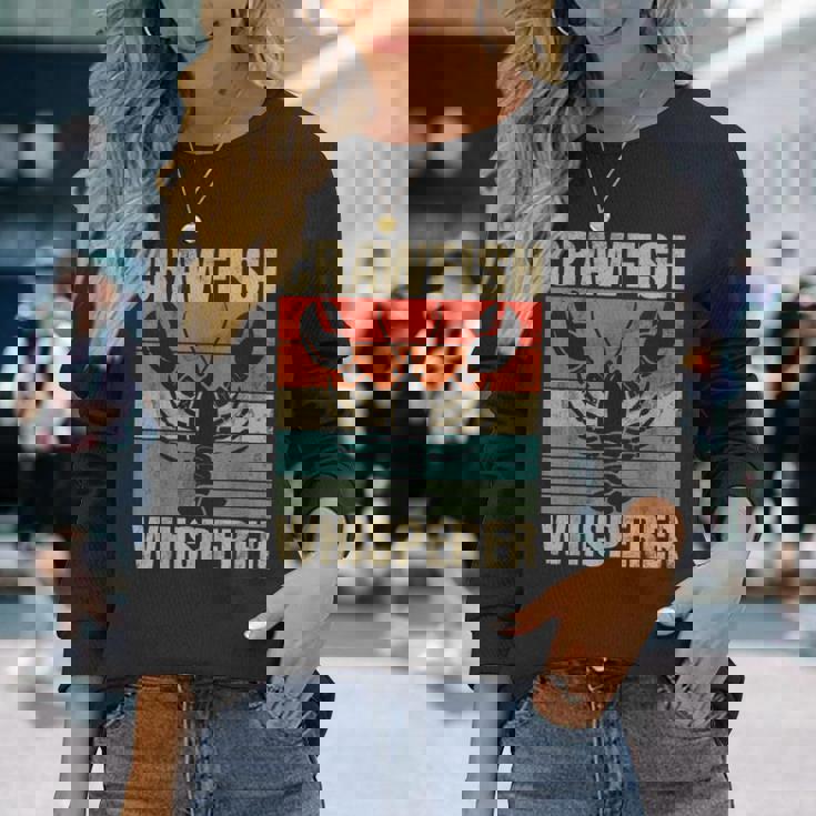 ザリガニ レトロ 面白い ザリガニ シーフード ロブスター ザリガニ好き 長袖Tシャツ 彼女への贈り物