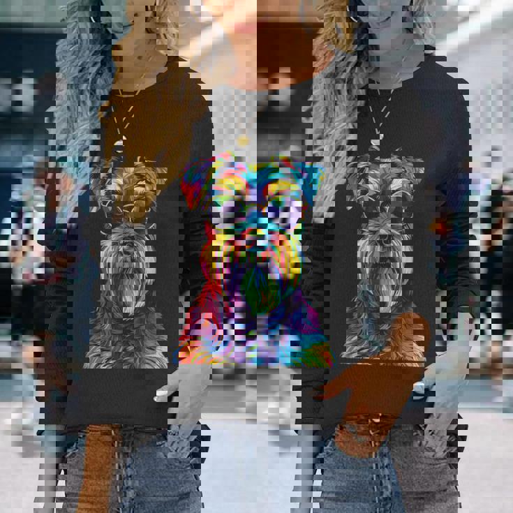 ジャイアントシュナウザー愛好家 ポップアート 面白い ジャイアントシュナウザー 犬 長袖Tシャツ 彼女への贈り物