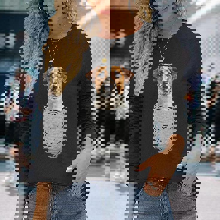 ジャックラッセルテリア Jrt チェストバッグ ポケットドッグオーナー 長袖Tシャツ 彼女への贈り物