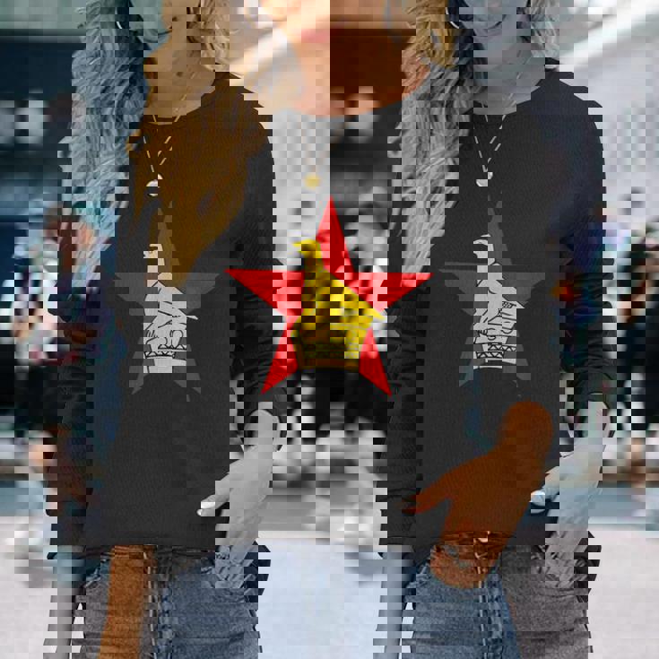 ジンバブエ ソープストーン バードフラッグ 長袖Tシャツ 彼女への贈り物