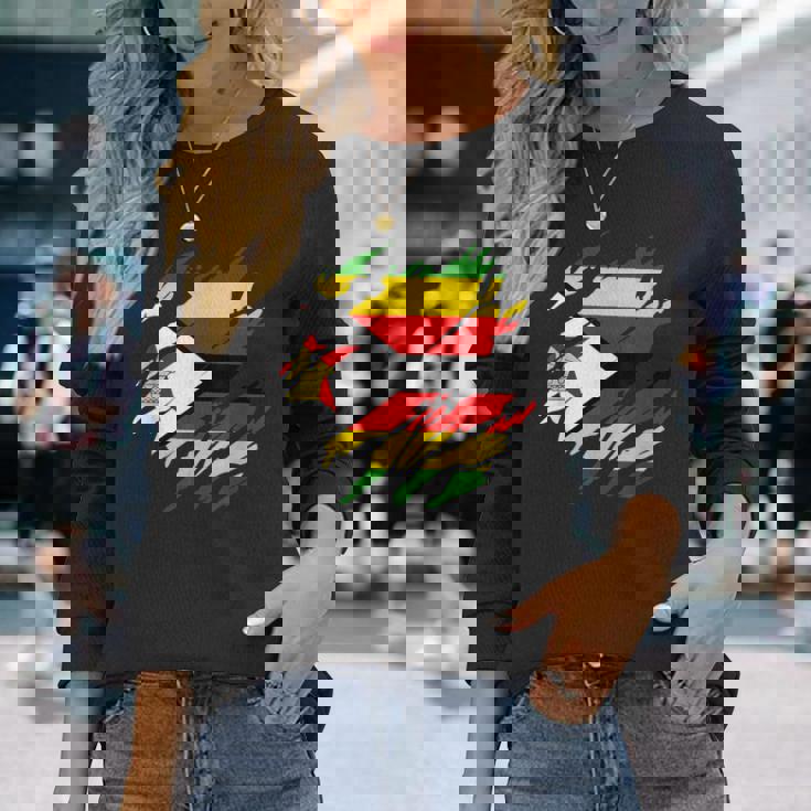 ジンバブエの旗ジンバブエ 長袖Tシャツ 彼女への贈り物