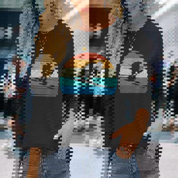 スキー スキー レース スラローム レトロ 長袖Tシャツ 彼女への贈り物