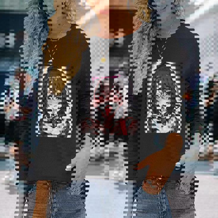 スケベなアニメガール エッチ・ワイフ アニメ 変態 長袖Tシャツ 彼女への贈り物