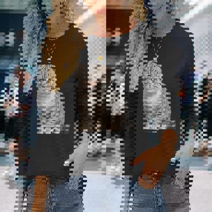 スコティッシュフォールド シンプルデザイン 長袖Tシャツ 彼女への贈り物