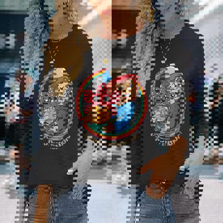 ストレンジャー・シングス ダスティン デモドグ ミーム 好奇心 コンパニオン 84 長袖Tシャツ 彼女への贈り物