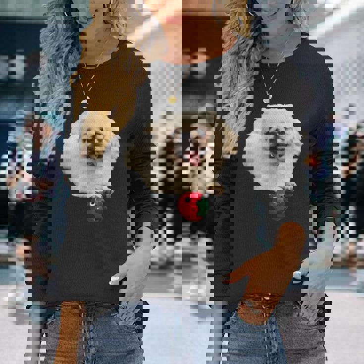 スマイル ペキニーズサニー 長袖Tシャツ 彼女への贈り物