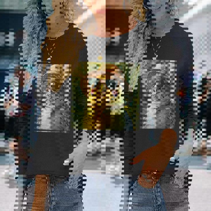 セキセイインコは休暇中、面白い動物、面白いオウム 長袖Tシャツ 彼女への贈り物