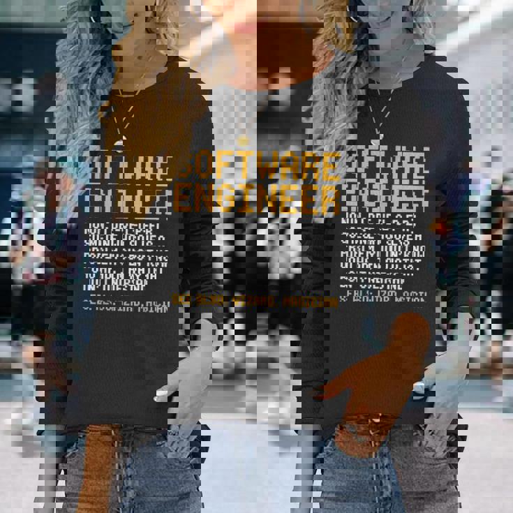 ソフトウェアエンジニア定義面白いコンピュータサイエンスジョーク 長袖Tシャツ 彼女への贈り物