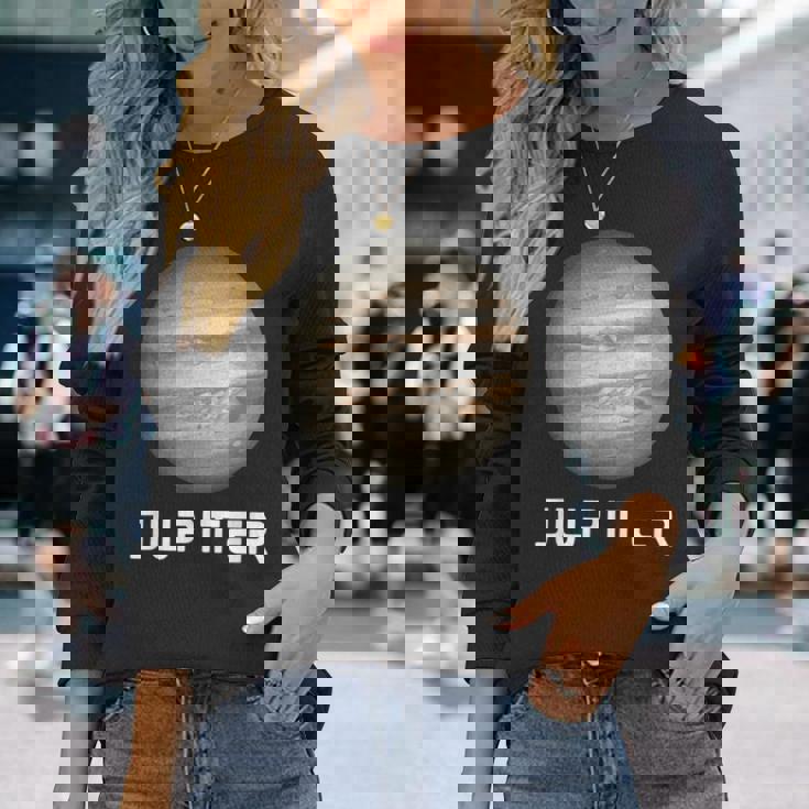 ソーラーシステム プラネット 木星 宇宙 長袖Tシャツ 彼女への贈り物