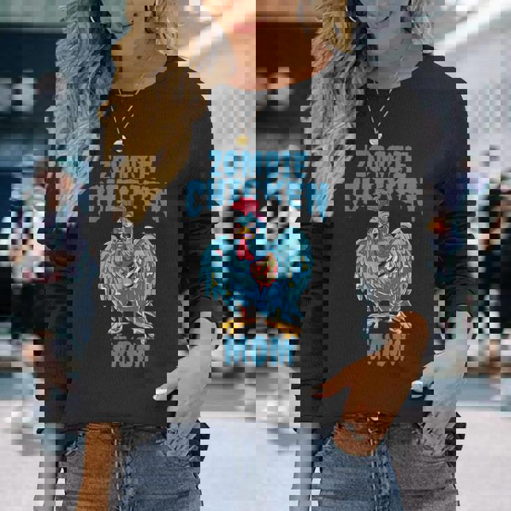 ゾンビ アンデッド 面白い 雄鶏 ハロウィン ゾンビ チキン ママ 長袖Tシャツ 彼女への贈り物