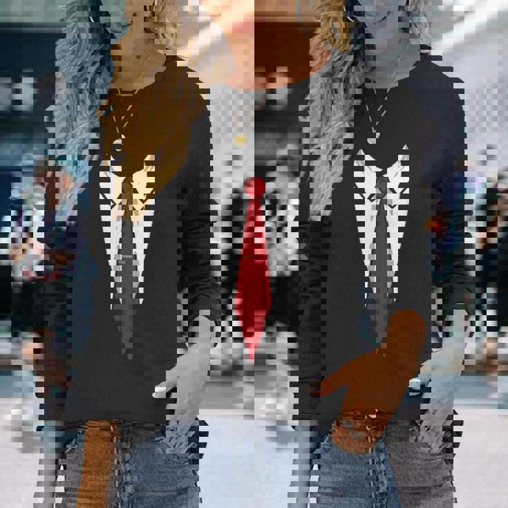 タキシード メンズ レディース キッズ プリント スーツ & ネクタイ おもしろコスチューム 長袖Tシャツ 彼女への贈り物