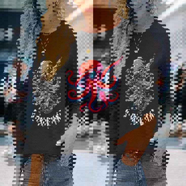 タコ、サングラスタコ動物、エルダブデルマール 長袖Tシャツ 彼女への贈り物