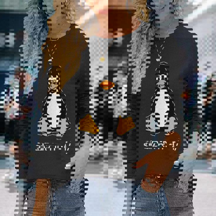 タックスlinuxペンギン-Sudorm-Rfコンピューターサイエンスコンピューター Tux Linux 長袖Tシャツ 彼女への贈り物