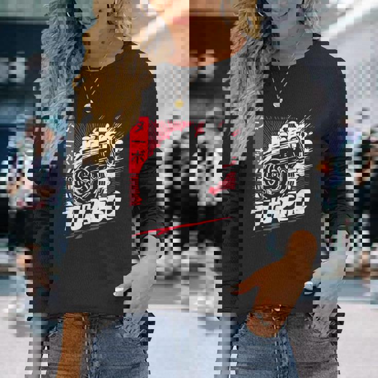 ターボターボチャージャー 日本語レタリング 日本スタイル 長袖Tシャツ 彼女への贈り物