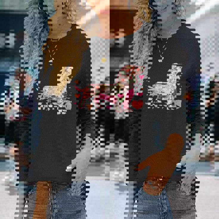 ダックスフント 解体新書 ミニチュアダックス 犬の飼い主 ダックスフント ギフト おもしろ犬 ダックスフント 長袖Tシャツ 彼女への贈り物