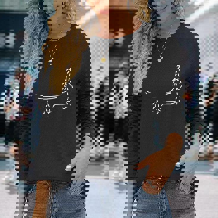 ダックスフンド 犬のモチーフの動物の顔 アートモチーフの犬 長袖Tシャツ 彼女への贈り物