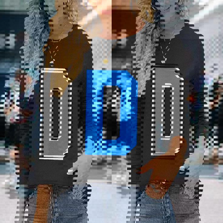 ダブリン郡 スカイブルー ネイビー アルファベット D ゲール語 フットボール ハーリング 長袖Tシャツ 彼女への贈り物