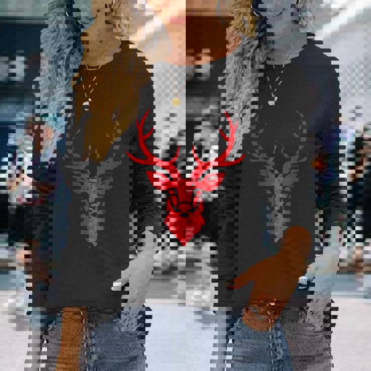 ディア シャレー アントラーズ レトロ スタッグ アントラーズ ヴィンテージ お土産 長袖Tシャツ 彼女への贈り物