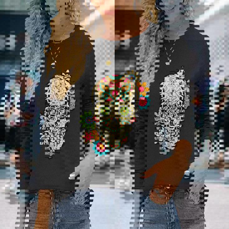 デイズ・オブ・ザ・デッド シュガー・スカル・カラベラ 長袖Tシャツ 彼女への贈り物