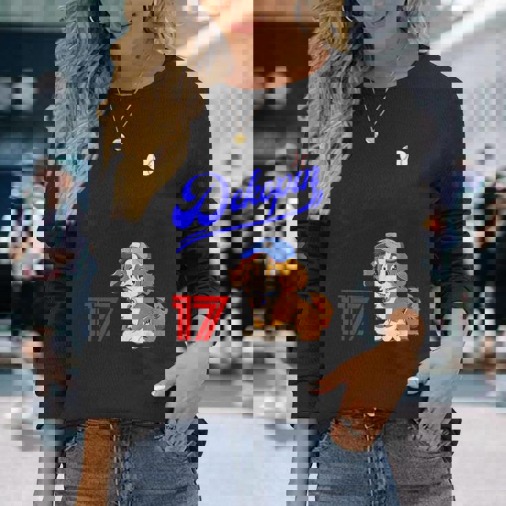 デコピン、デコイ、犬シャツ、No17、大谷、愛犬、コーイケルホンディエ、野球観戦、Dekopindecoy 誕生日 長袖Tシャツ 彼女への贈り物