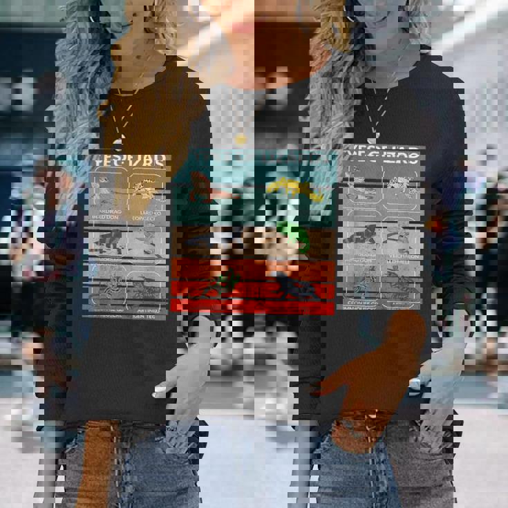 トカゲ 爬虫類 フトアゴヒゲトカゲ 動物 ポスター 種 ヤモリ 長袖Tシャツ 彼女への贈り物