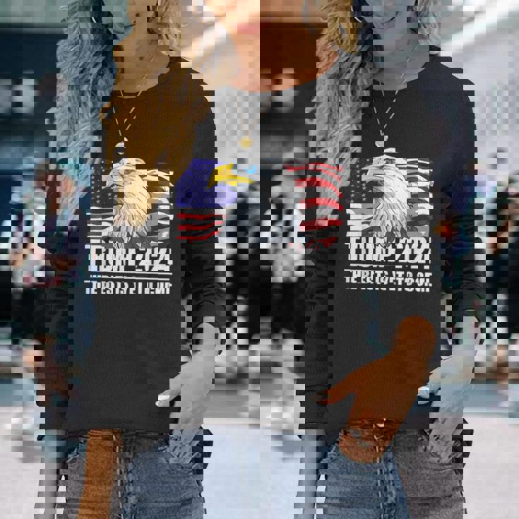 トランプ 2024年 イーグル アメリカ国旗 ドナルド・トランプ選挙 2024年 長袖Tシャツ 彼女への贈り物