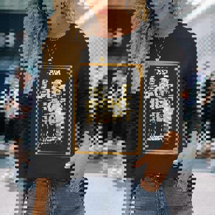 トランプミームコイン、トランプクリプトミーム、ファイトファイトトランプ。 長袖Tシャツ 彼女への贈り物