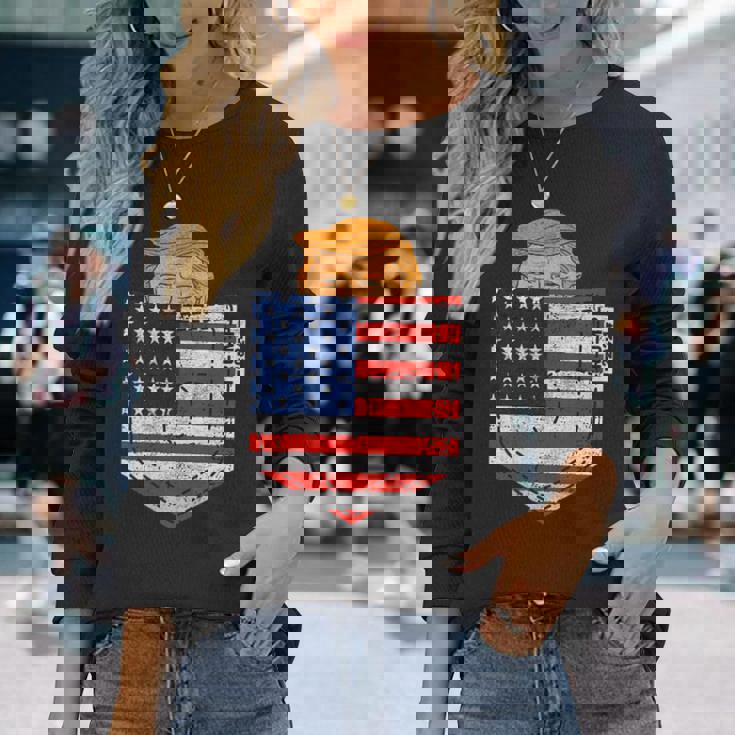 トランプ・イン・ユア・ポケットusa選挙 2024年7月4日のトランプ 長袖Tシャツ 彼女への贈り物