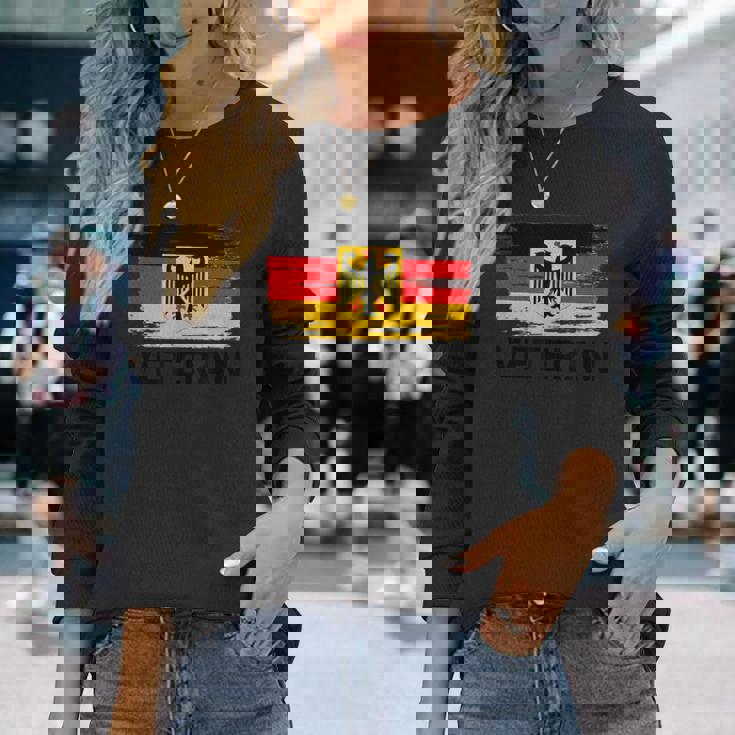 ドイツ退役軍人tシャツ イーグルとフラッグ – 愛国的なゲルマ 長袖Tシャツ 彼女への贈り物