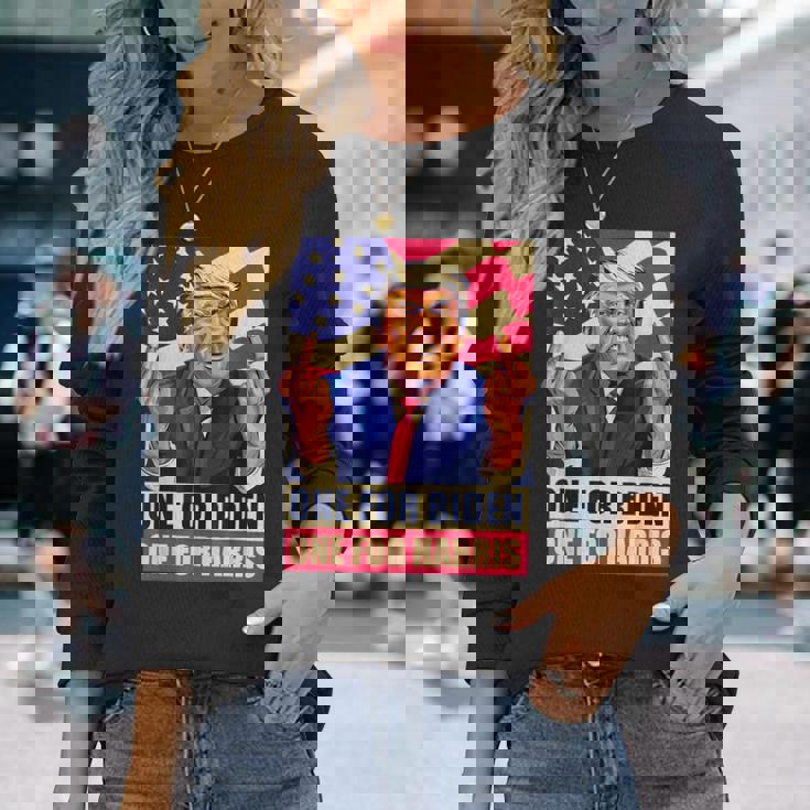 ドナルド・トランプ 中指 バイデン ハリス アメリカ 共和党員 長袖Tシャツ 彼女への贈り物