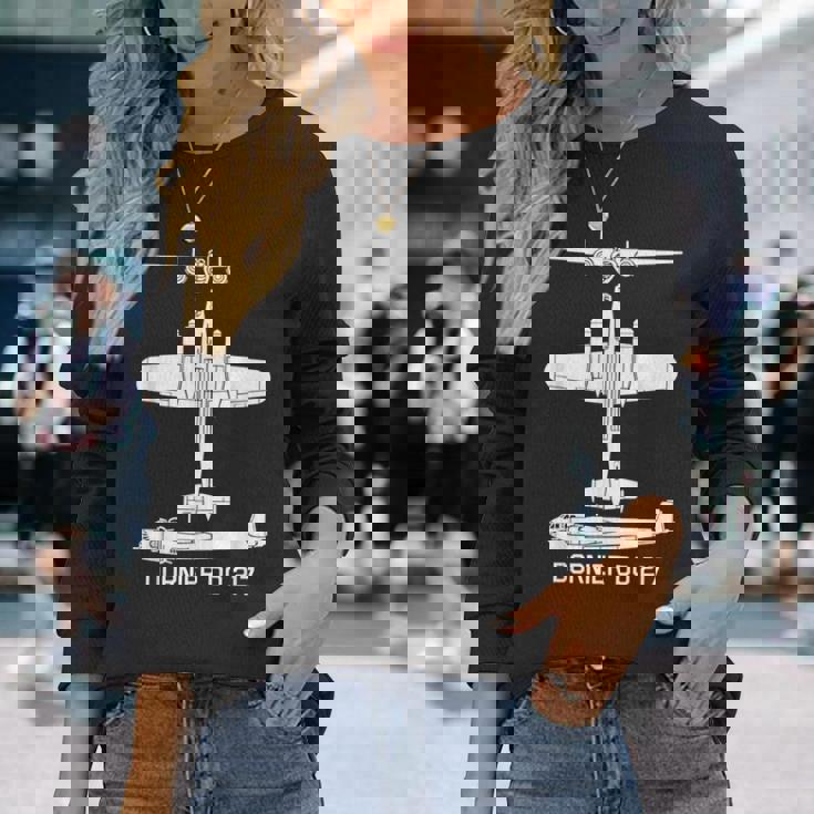 ドルニエdo217ドイツ第二次世界大戦爆撃機 長袖Tシャツ 彼女への贈り物