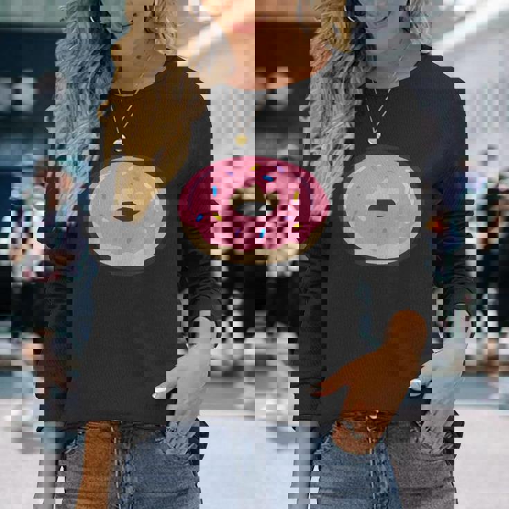 ドーナツレッドアイシングコミックグラフィック メンズ レディース 子供用 長袖Tシャツ 彼女への贈り物