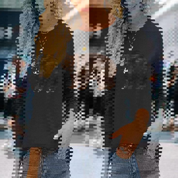 ナマケグマの絵 長袖Tシャツ 彼女への贈り物