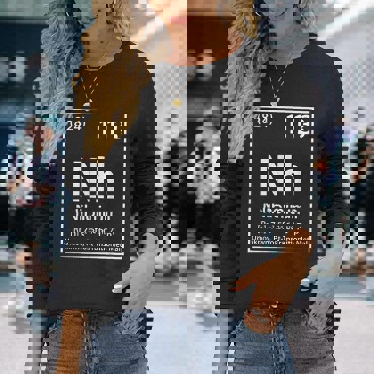 ニホニウム化学元素白 長袖Tシャツ 彼女への贈り物