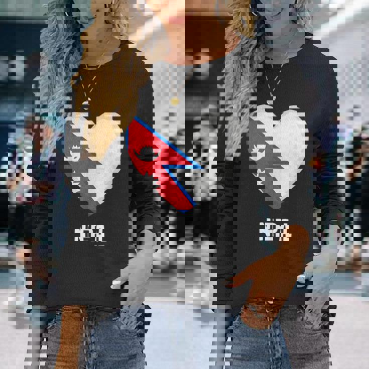 ネパール国旗シャツ 長袖Tシャツ 彼女への贈り物