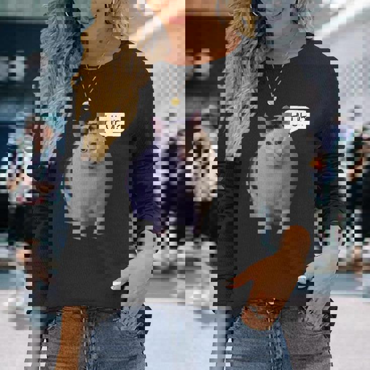 ハァ・キャット・ミーム 長袖Tシャツ 彼女への贈り物