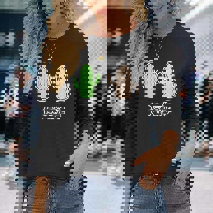 ハニワ くん & サボテン『トモダチ』 埴輪【ゆるフレンズ】歴史土器 キャラクター かわいい イラスト 長袖Tシャツ 彼女への贈り物