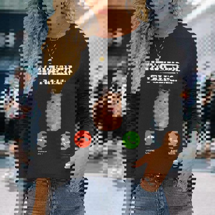 ハムスターミームが呼んでいます 長袖Tシャツ 彼女への贈り物