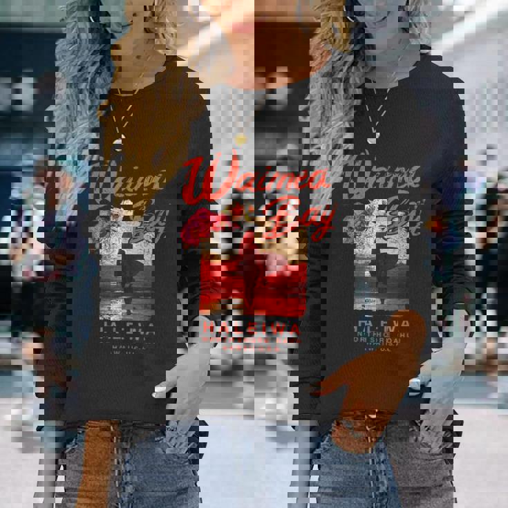 ハワイ ワイメア ベイ サーフィン ヴィンテージ ハワイアン 長袖Tシャツ 彼女への贈り物